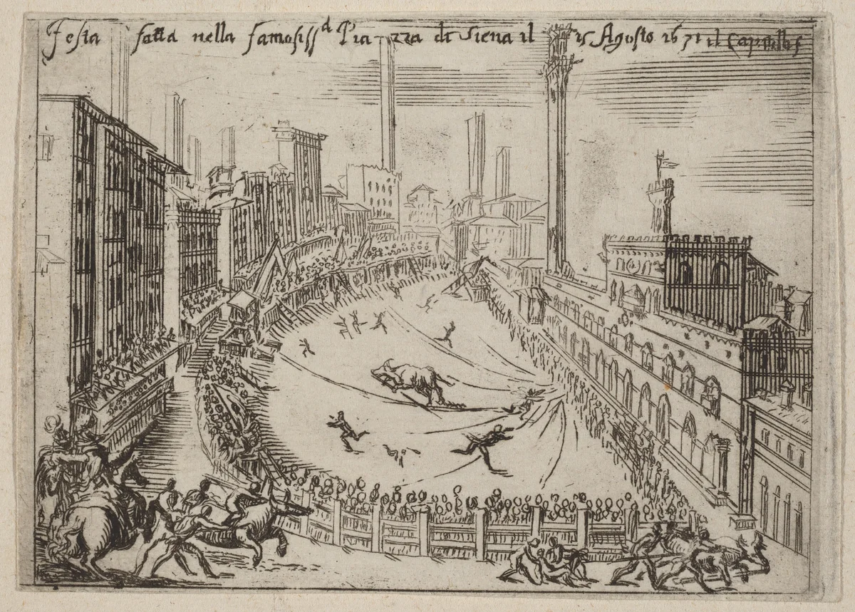 The Piazza, Siena by Bernardino Capitelli, print, 1631