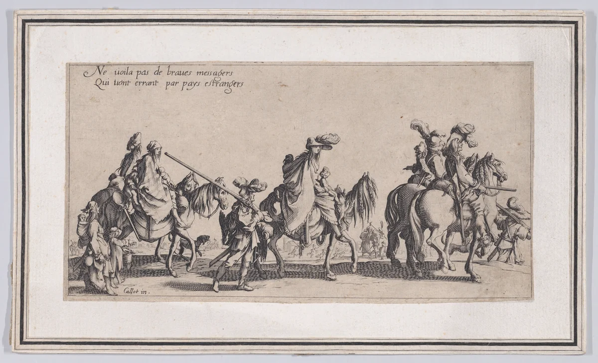 Copy of Les Bohémiens en Marche, pièce aussi appelée L'Avant-Garde (The Gypsies Travelling, piece also called The Advance Gard), from "Le Bohémiens..." by anonymous, print, 1610-1700