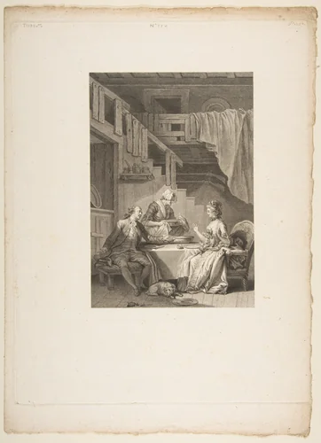 Le Faucon, La Coupe Enchantee, from "Contes et nouvelles en vers par Jean de La Fontaine. A Paris, de l'imprimerie de P. Didot, l'an III de la République, 1795" by Jean-Baptiste Tilliard, print, 1795