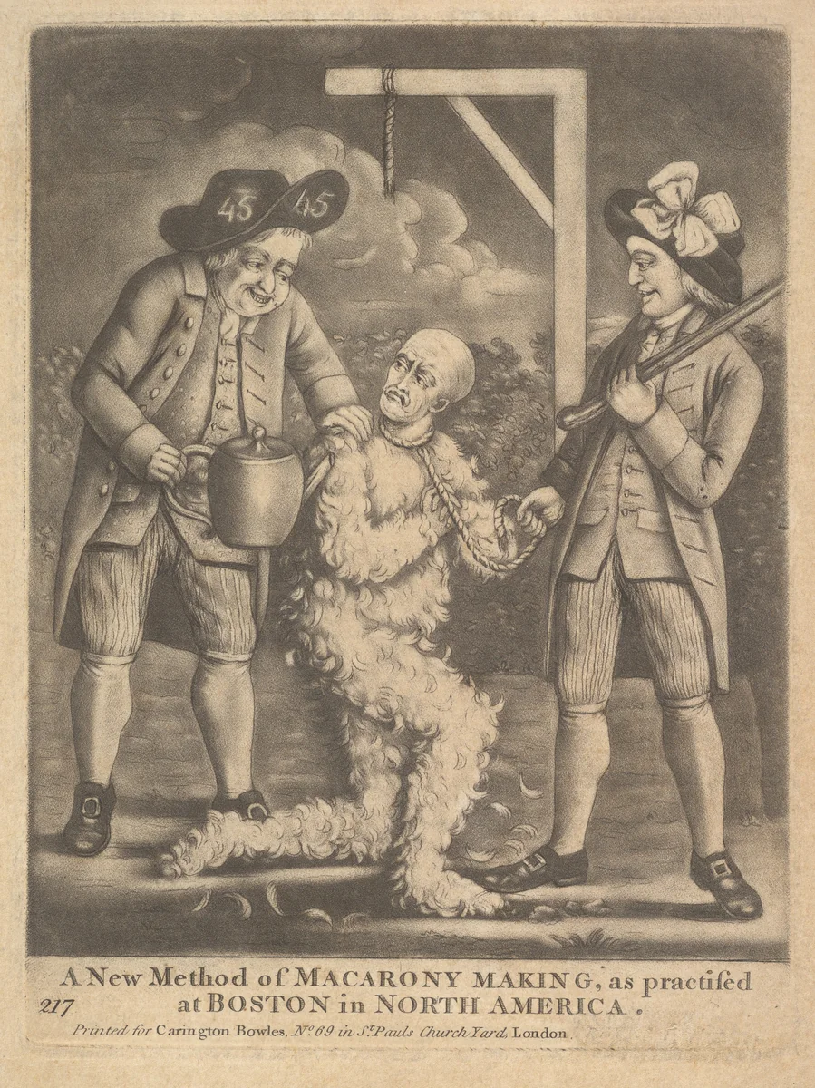A New Method of Macarony Making as Practised at Boston in North America by anonymous, print, 1774
