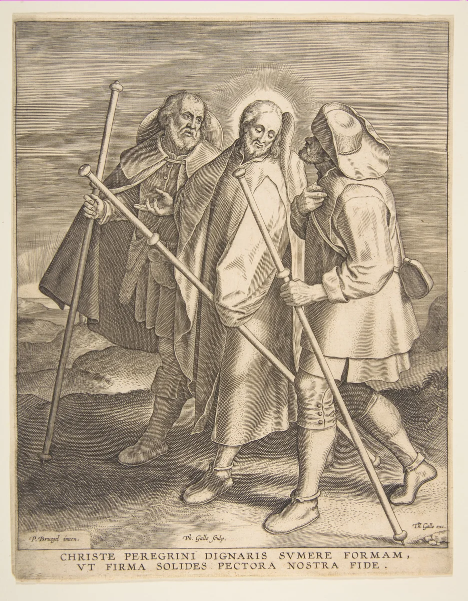 Christ and the Disciples on the Way to Emmaus by Pieter Bruegel, print, 1571