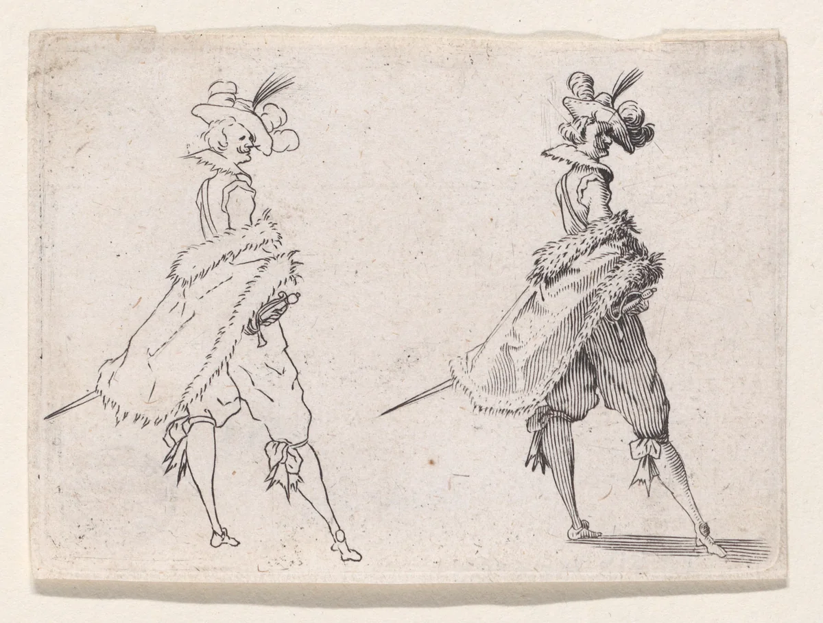 Reverse Copy of Le Gentilhomme au Manteau Posé sur la Hanche (Gentleman with his Mantle on his Hip), from "Les Caprices" Series A, The Florence Set by anonymous, print, 1620-1700