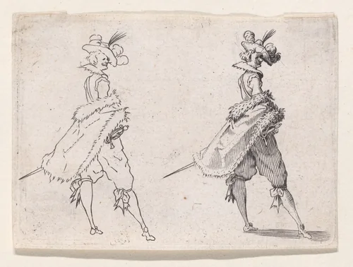 Reverse Copy of Le Gentilhomme au Manteau Posé sur la Hanche (Gentleman with his Mantle on his Hip), from "Les Caprices" Series A, The Florence Set by anonymous, print, 1620-1700