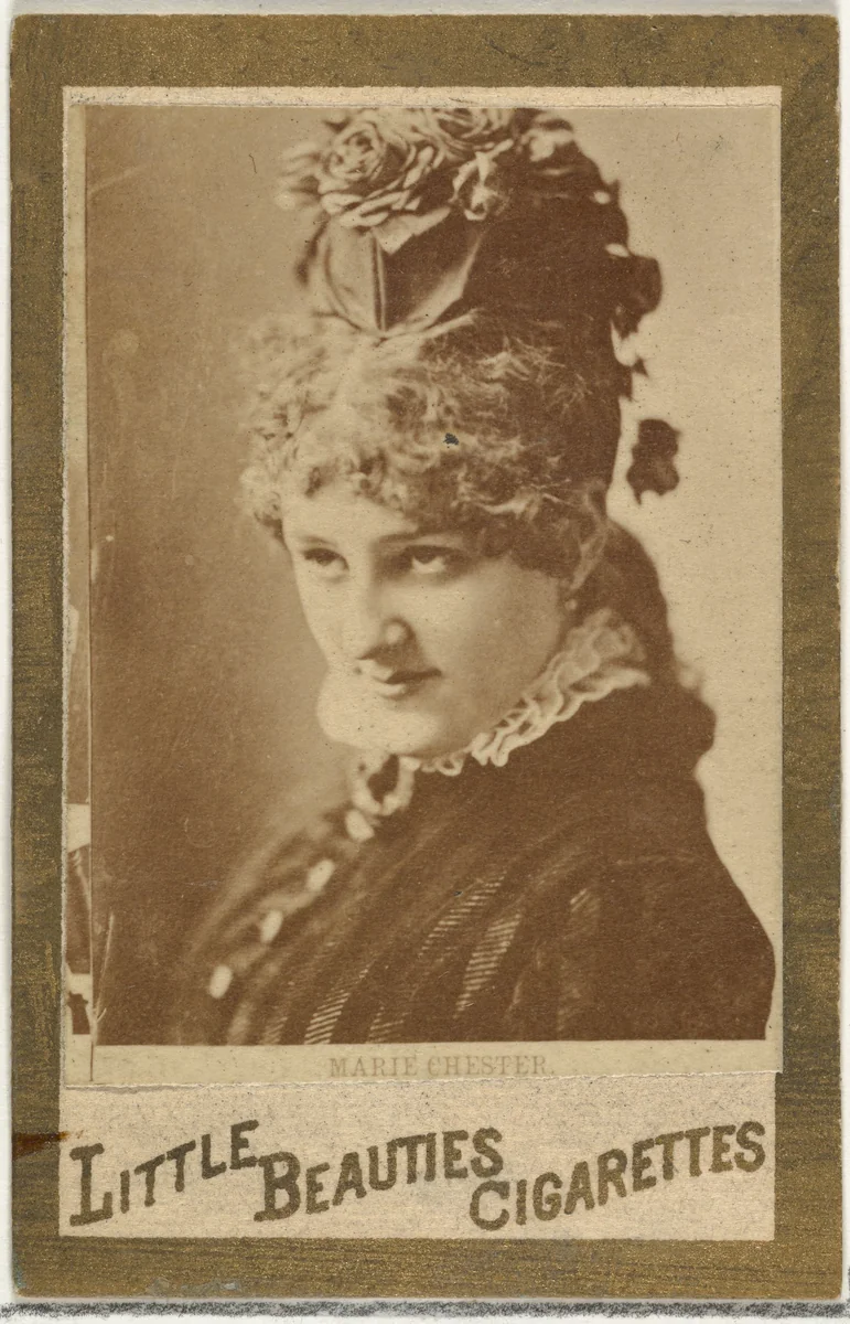 Marie Chester, from the Actresses and Celebrities series (N60, Type 1) promoting Little Beauties Cigarettes for Allen & Ginter brand tobacco products by Allen & Ginter, photograph, 1887