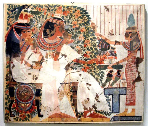Userhat and Wife Receiving Offerings, Tomb of Userhat by Norman de Garis Davies, artwork, -1294--1279