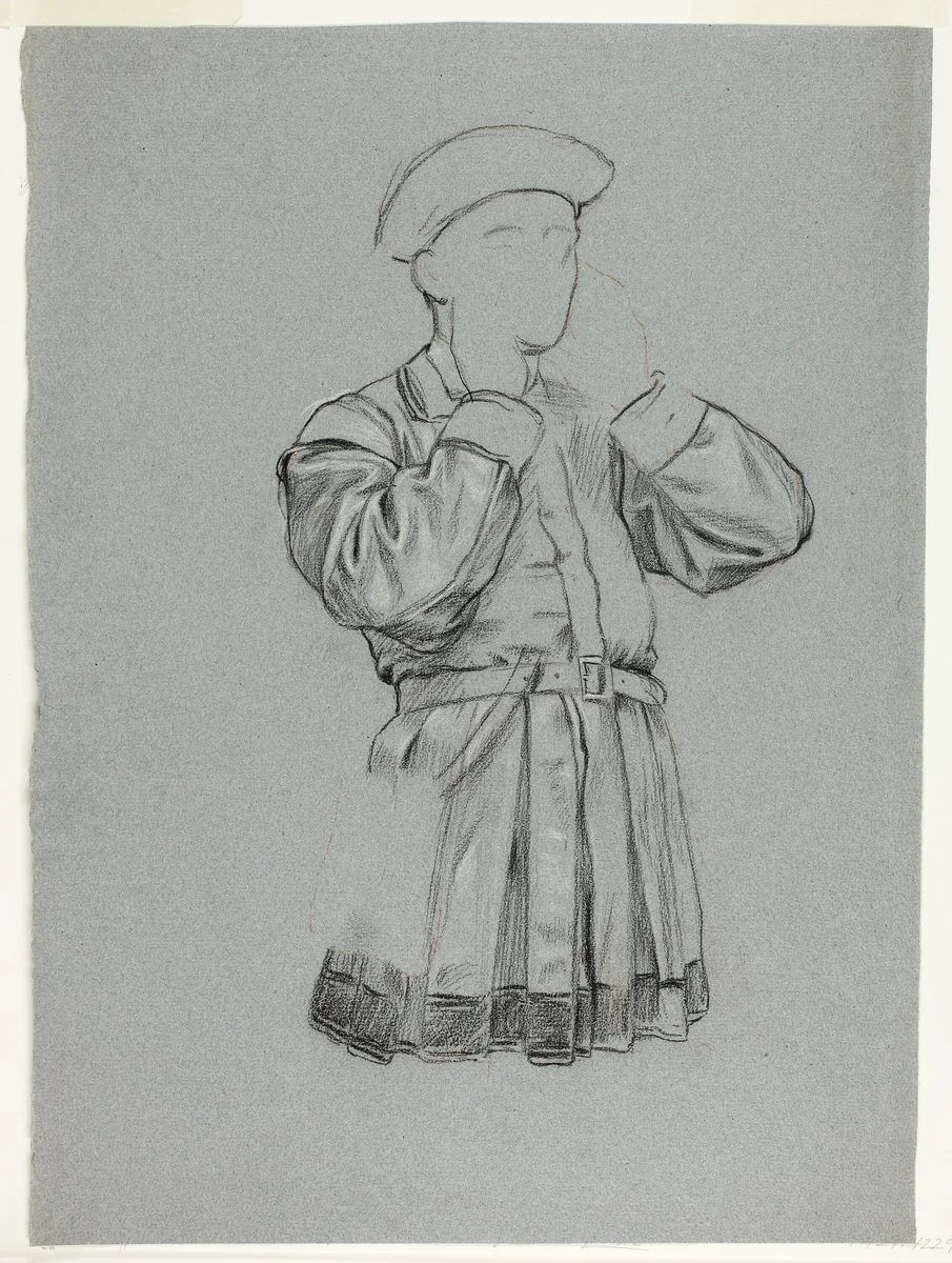 Unfinished Sketch of Man in Tunic by Henry Stacy Marks, drawing, 1849-1898