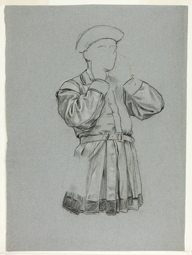 Unfinished Sketch of Man in Tunic by Henry Stacy Marks, drawing, 1849-1898