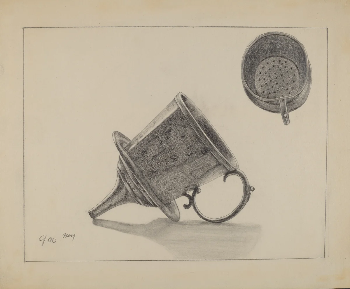 Strainer with Funnel by Yolande Delasser, index of american design, 1936