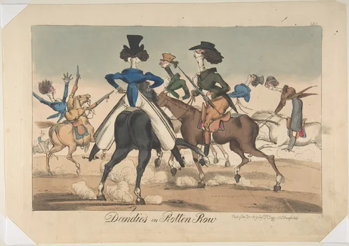 Dandies in Rotten Row by William Heath, print, 1819