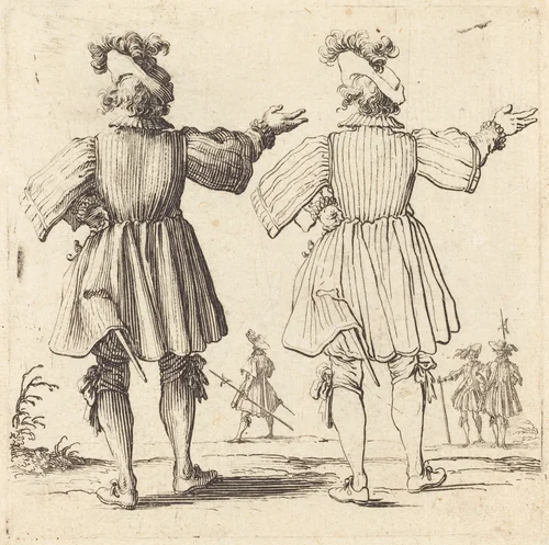 Officer with Plume, Seen from Behind by Jacques Callot, print, 1621-1624