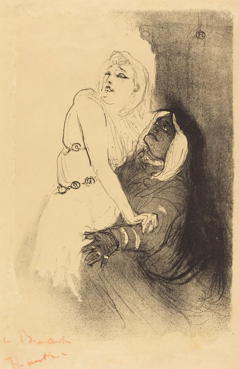 At the Renaissance: Sarah Bernhardt in "Phedre" (A la Renaissance: Sarah Bernhardt dans "Phèdre") by Henri de Toulouse-Lautrec, print, 1893