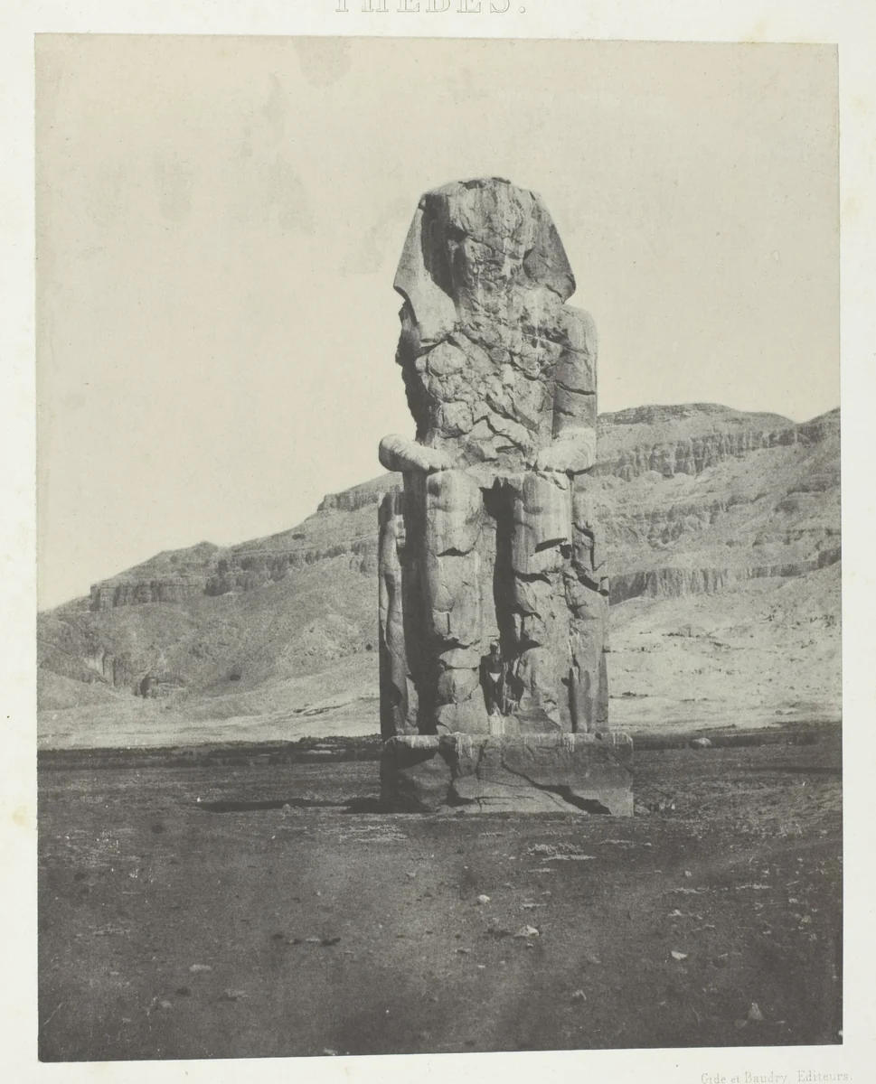 Gournah, Colosse Monolithe d'Aménôpht III; Thèbes, plate 56 from the album "Egypte, Nubie, Palestine et Syrie" (1852) by Maxime Du Camp, photograph, 1849-1851