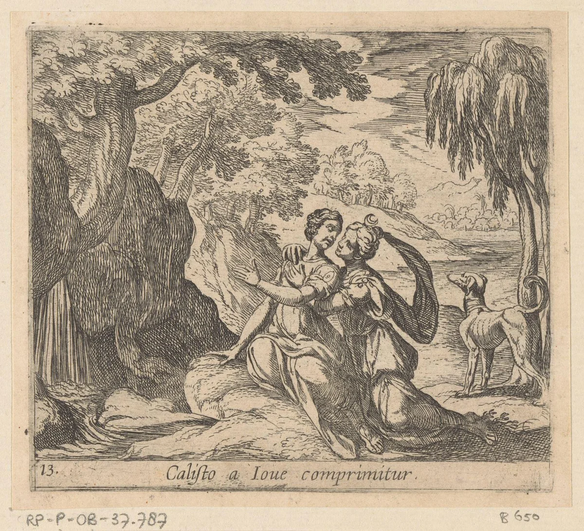 Jupiter en Callisto by Antonio Tempesta, print, 1606