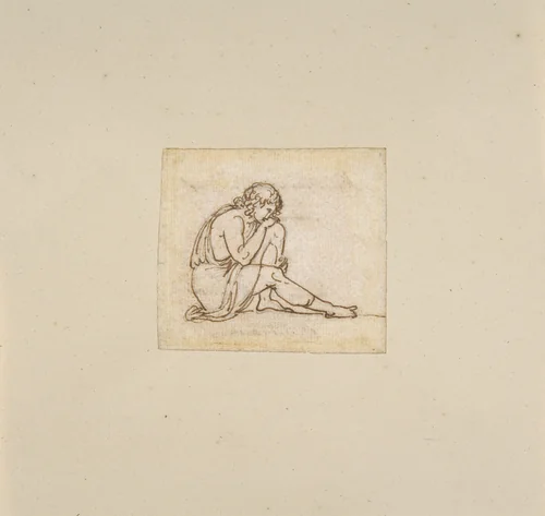 A Seated Youth by Bertel Thorvaldsen, drawing, 1790-1844