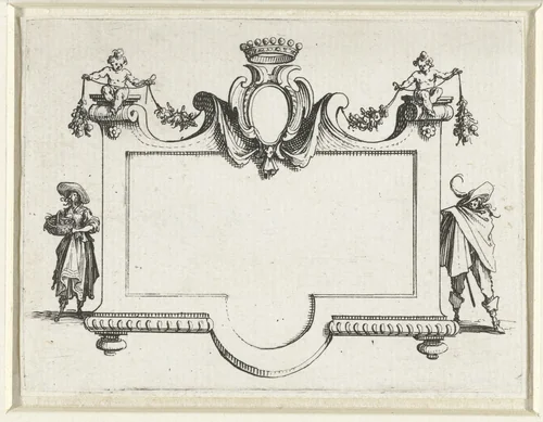 Titelprent voor prentserie 'Les Fantasies' / 'Dertien trio's: dames en heren uit de tijd van Lodewijk XIII' by Jacques Callot, print, 1633-1634