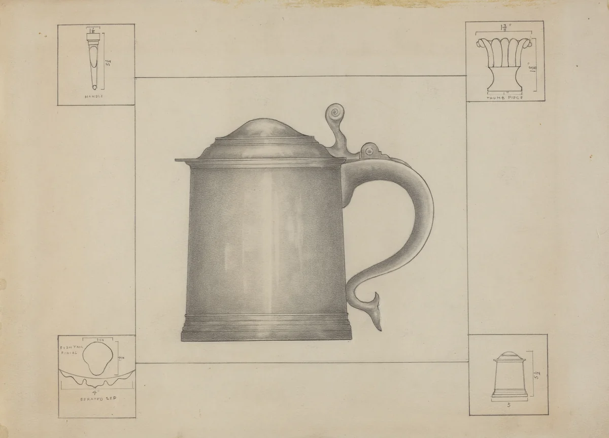 Pewter Tankard by Henry Meyers, index of american design, 1936