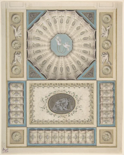 Design for Ceiling Decoration in Neoclassical Style by anonymous, drawing, 1790
