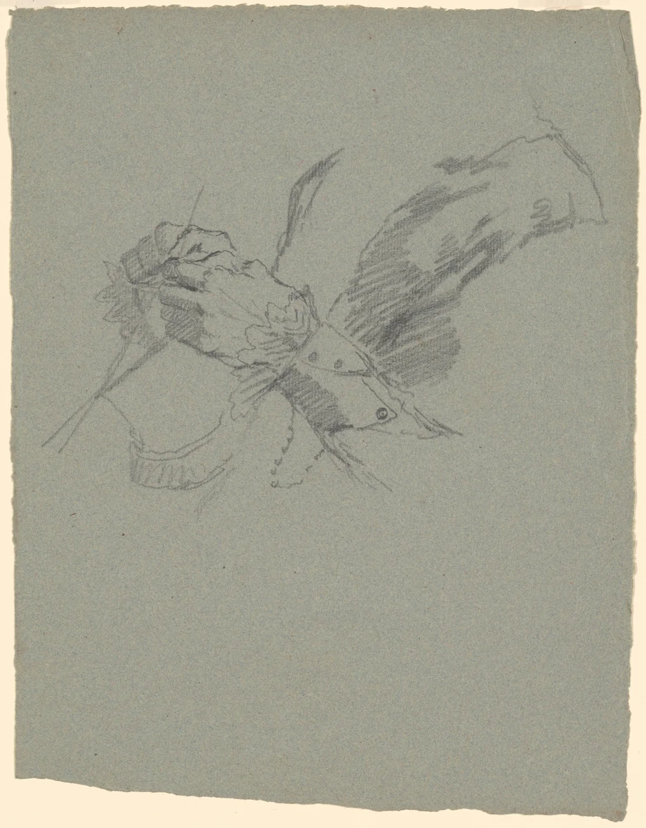 Study of Hands Knitting [recto] by Enoch Wood Perry, Jr., drawing, 1870-1890