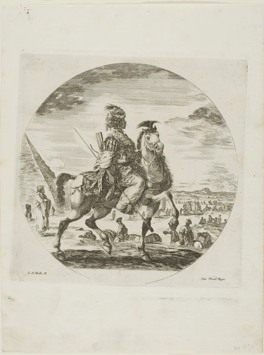 Black Horseman by Stefano della Bella, print, 1646-1656