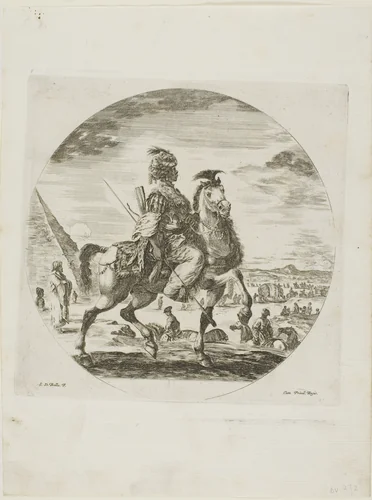Black Horseman by Stefano della Bella, print, 1646-1656