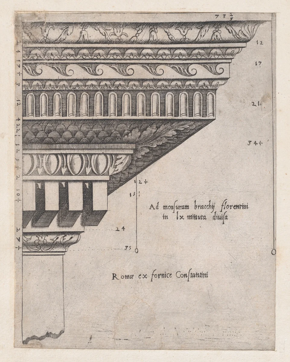 Cornice, from "Speculum Romanae Magnificentiae" by anonymous, print, 1530-1580