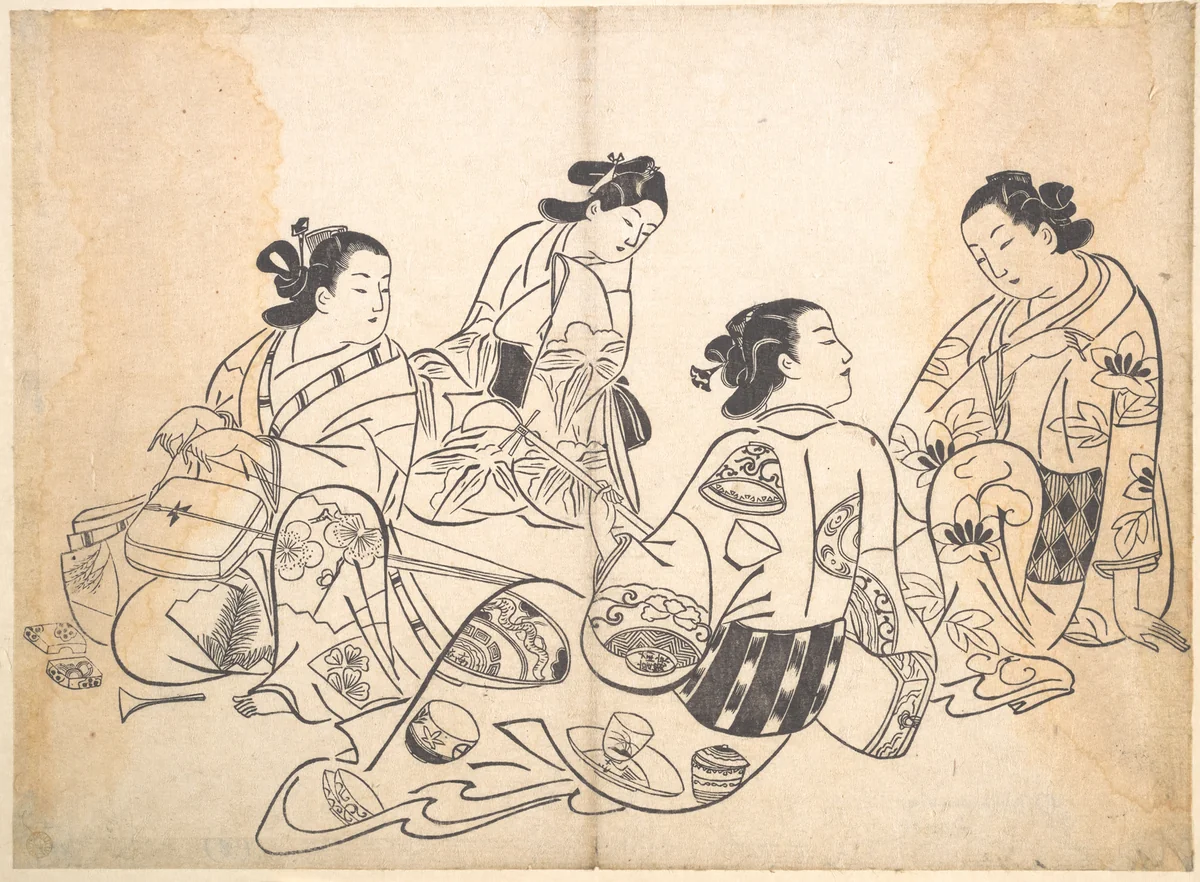 Group of Four Women by Okumura Masanobu (奥村政信), print, 1695-1717