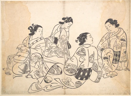 Group of Four Women by Okumura Masanobu (奥村政信), print, 1695-1717