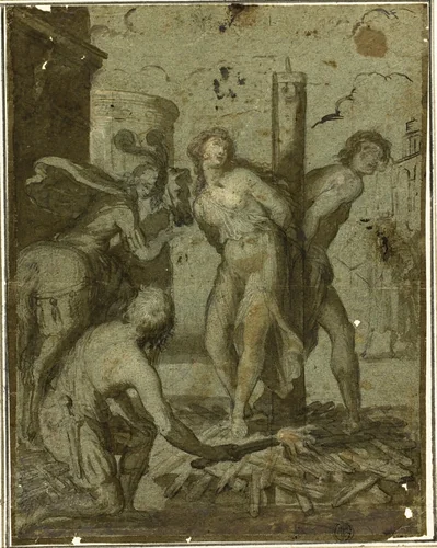 Clorinda Rescues Olindo and Sophronia by Unknwon artist, drawing, 1658-1665