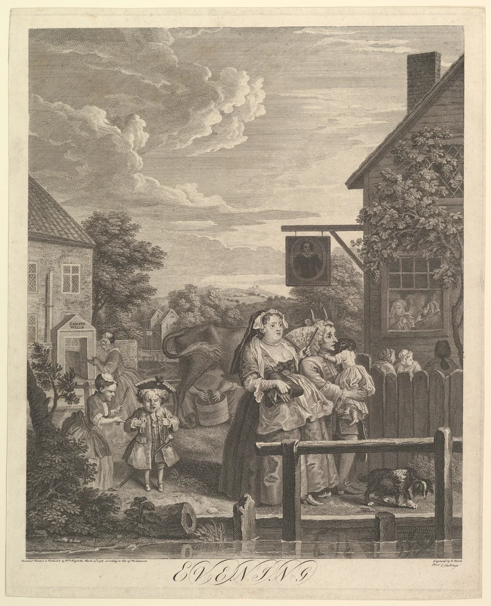 Evening (The Four Times of Day) by William Hogarth, print, 1738