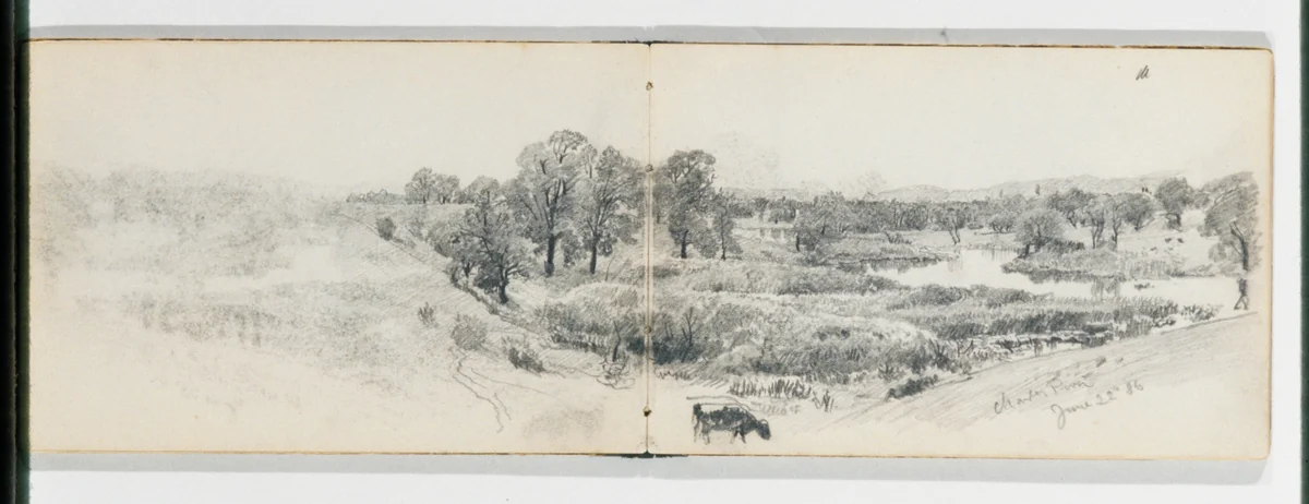 Panorama of the Charles River June 22 '86 (from Sketchbook VII) by William Trost Richards, artwork, 1886