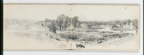 Panorama of the Charles River June 22 '86 (from Sketchbook VII) by William Trost Richards, artwork, 1886