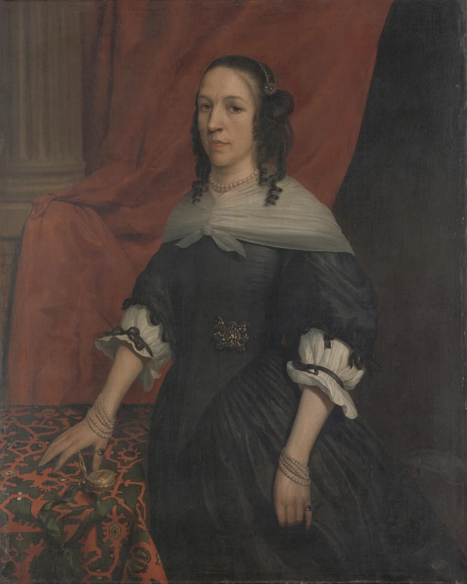 Portrait of a Woman, possibly Anna van Bourgondië, Founder of Slot Windenburg op Dryschor (Schouwen) and Wife of Adolf van Kleef by Jan van Rossum, painting, 1662