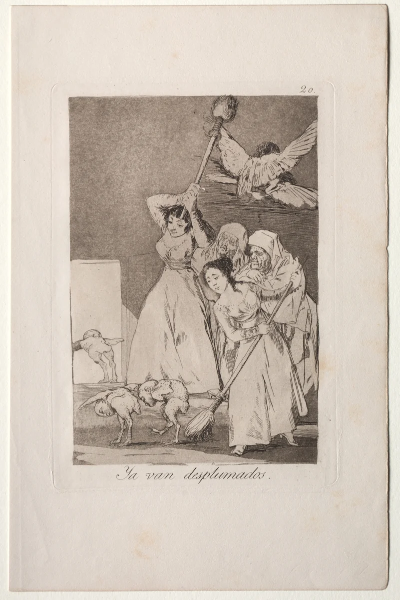 There They Go Plucked, Plate 20 by Francisco de Goya, print, 1799