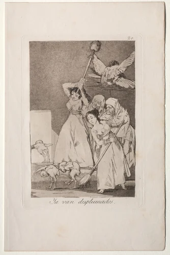 There They Go Plucked, Plate 20 by Francisco de Goya, print, 1799