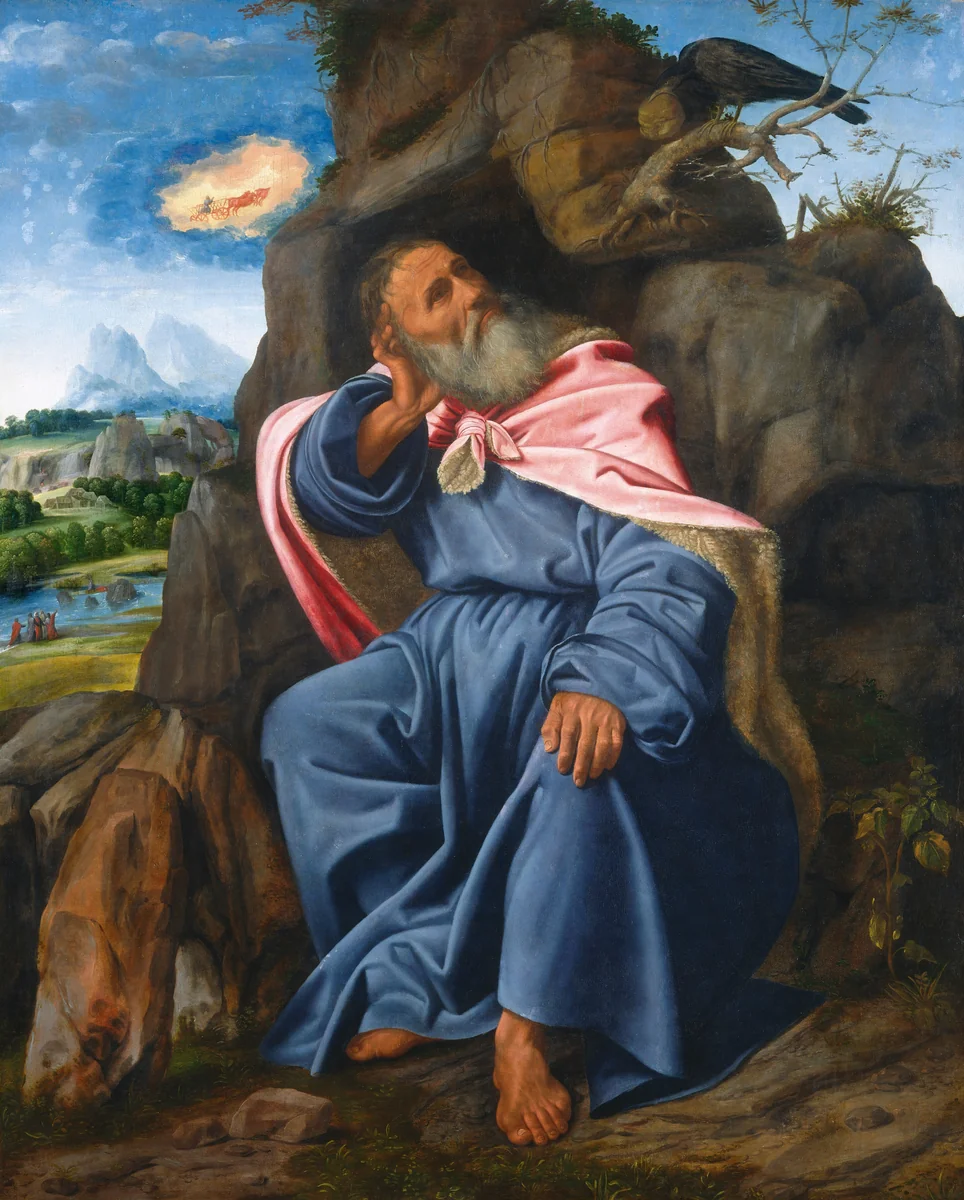Elijah Fed by the Raven by Giovanni Girolamo Savoldo, painting, 1510