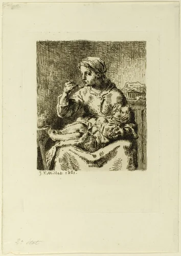 Woman Feeding Her Child by Jean François Millet
Félix Henri Bracquemond
Auguste Delâtre, print, 1861