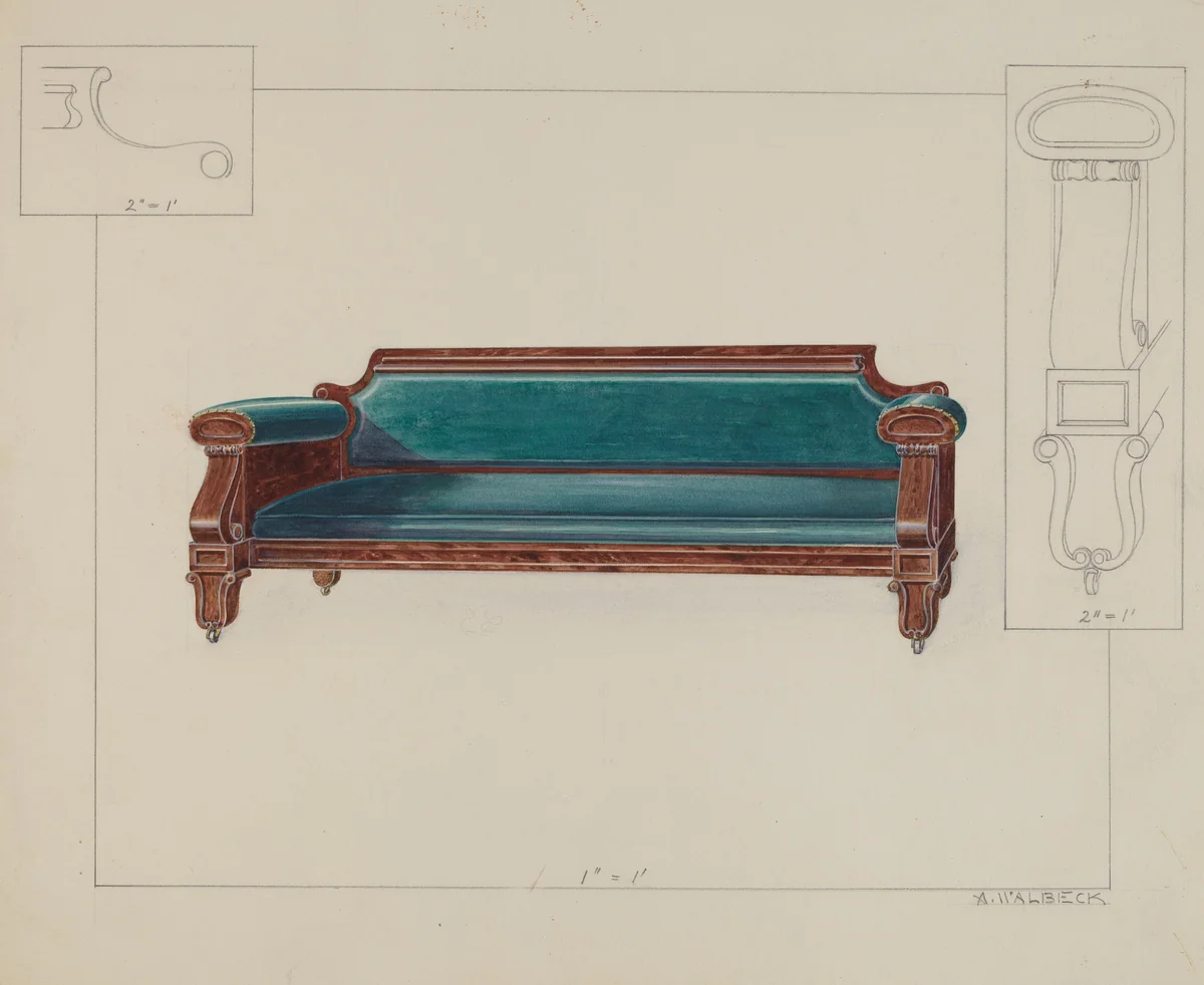 Settee by Alfred Walbeck, index of american design, 1936