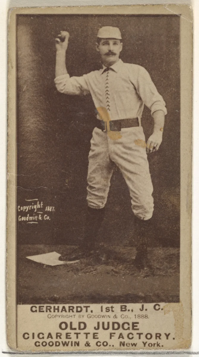 John Joseph "Joe" Gerhardt, 1st Base, Jersey City Skeeters, from the Old Judge series (N172) for Old Judge Cigarettes by Goodwin & Company, photograph, 1888