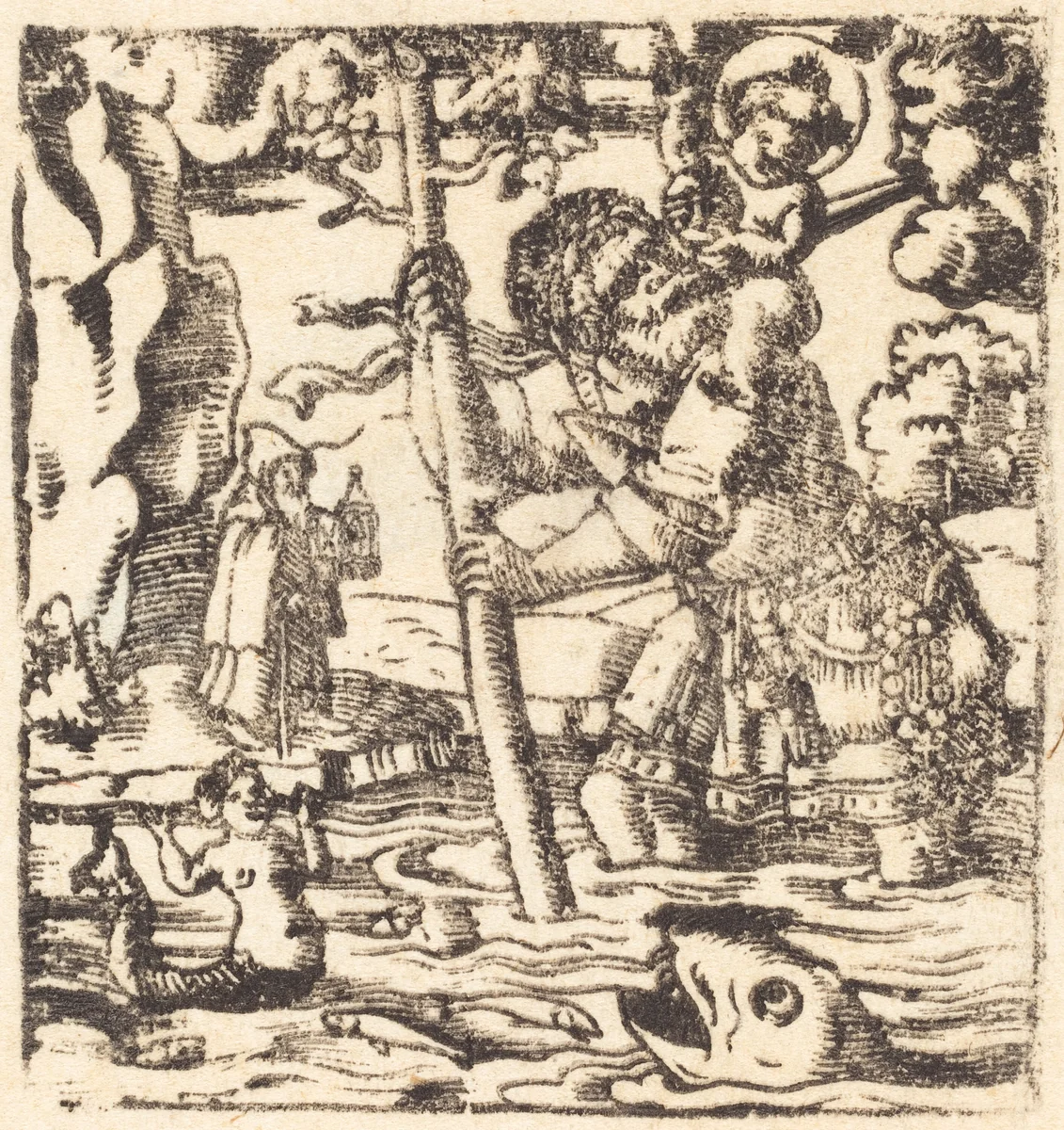 Saint Christopher by German 19th Century; German 16th Century, print, 1500-1599