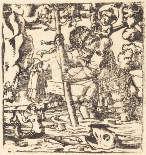 Saint Christopher by German 19th Century; German 16th Century, print, 1500-1599