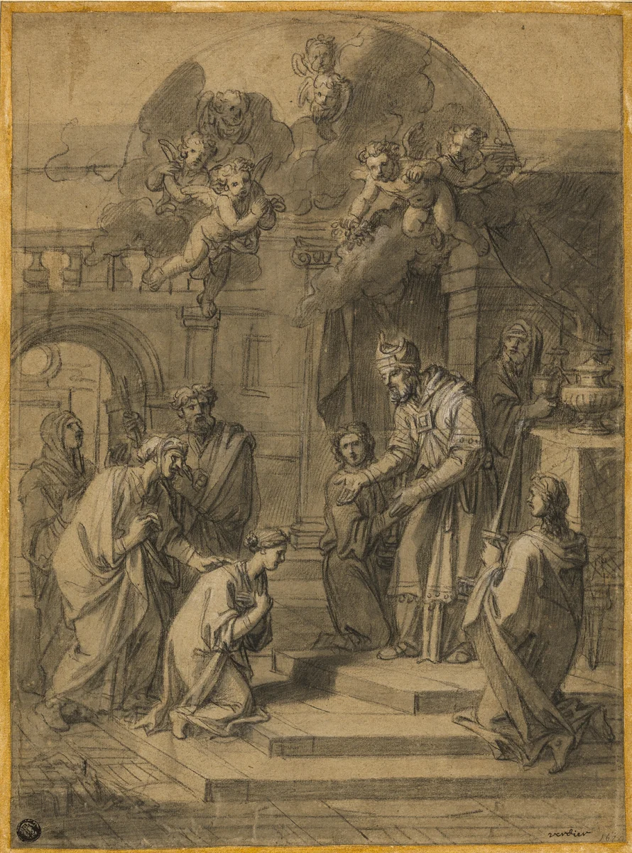 Presentation of the Virgin by François Verdier, drawing, 1671-1730
