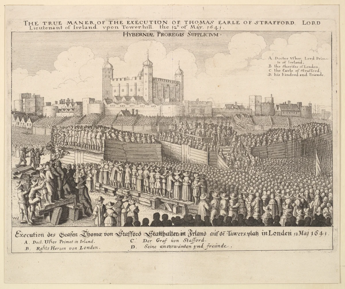 The true maner [manner] of the execution of Thomas Earle of Strafford by Wenceslaus Hollar, print, 1641