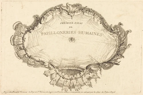 Title Page (Le Titre) by Charles Germain de Saint-Aubin; Etienne Fessard, print, 1748-1760