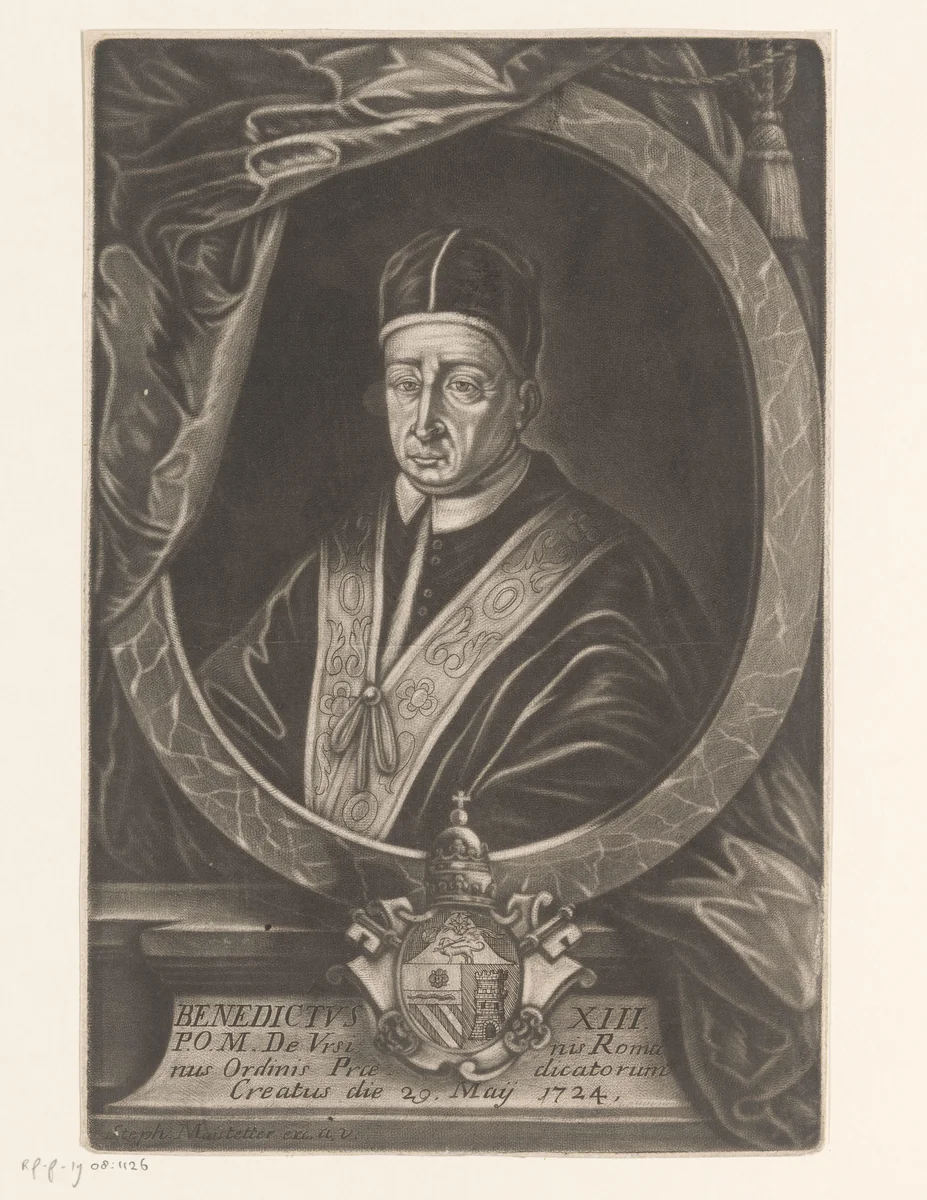Portret van Benedictus XIII by Stephan Maystetter, print, 1724-1799