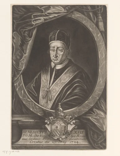 Portret van Benedictus XIII by Stephan Maystetter, print, 1724-1799