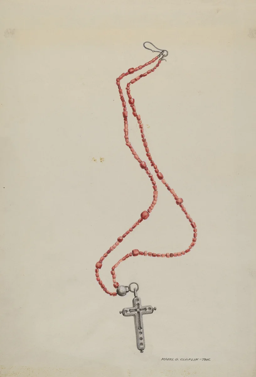 Coral Beads and Crucifix by Majel G. Claflin, index of american design, 1937