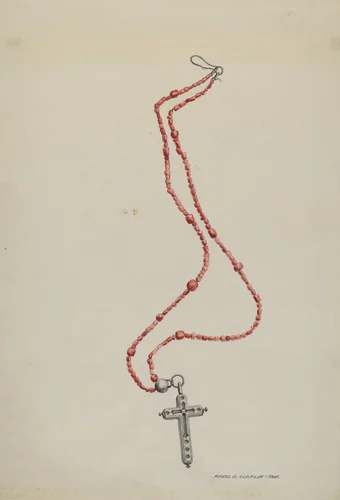 Coral Beads and Crucifix by Majel G. Claflin, index of american design, 1937