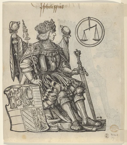 Verso of a Sheet with Philip the Belle, from "The Genealogy of Emperor Maximilian I" by Hans Burgkmair, print, 1509-1512
