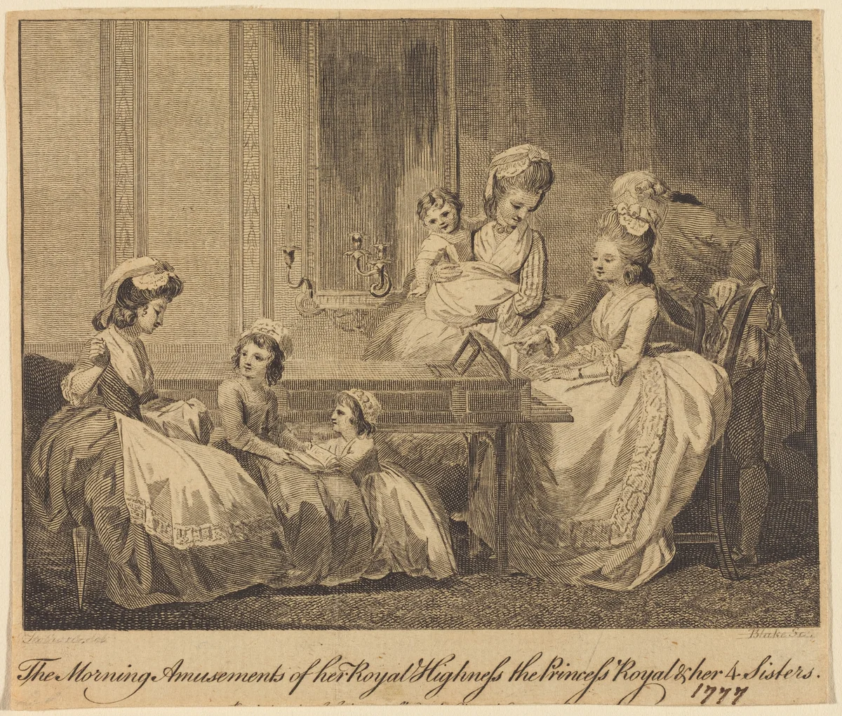 The Morning Amusements of her Royal Highness by William Blake
Thomas Stothard, print, 1782