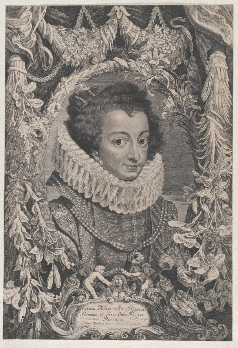 Portrait of Elisabeth of Bourbon, Queen of Spain by Jacob Louys, print, 1645-1655